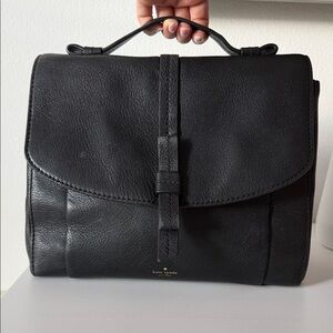 kate spade Black Leather Structured Top-Handle Bag